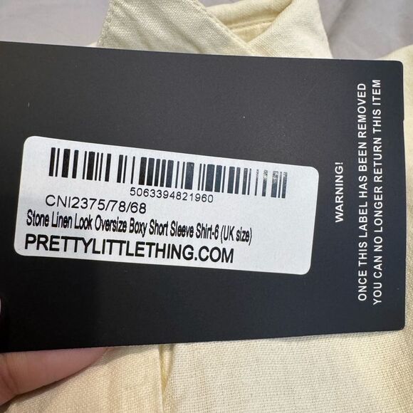 Linen look, oversize boxy, short sleeve shirt in US size 2 - Picture 5 of 6